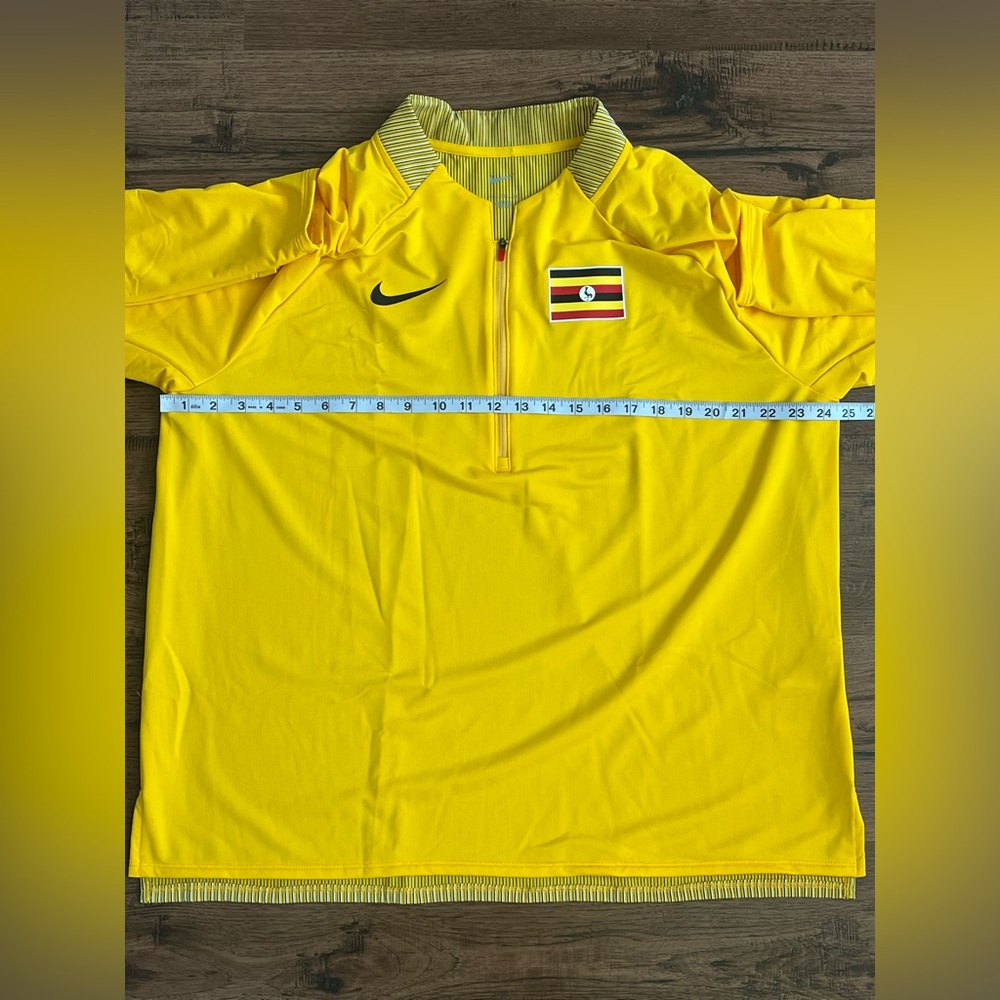 Nike Pro Elite Team Uganda Long Sleeve Pullover Made In USA Yellow size mens XXL - Picture 2 of 7